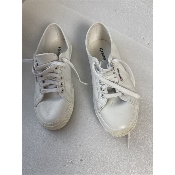 Superga Shoes Sneakers 39.5 white Leather Low Top  US Men’s 7 women’s 8.5 - Picture 5 of 16